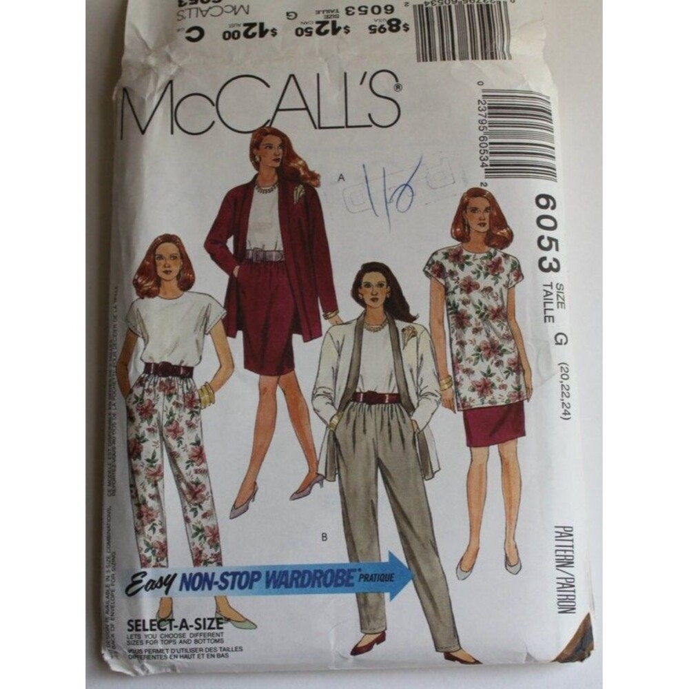 Vintage McCall's Sewing Pattern 6053, Misses, Cardigan, Tunic, Top, Skirt, Pants